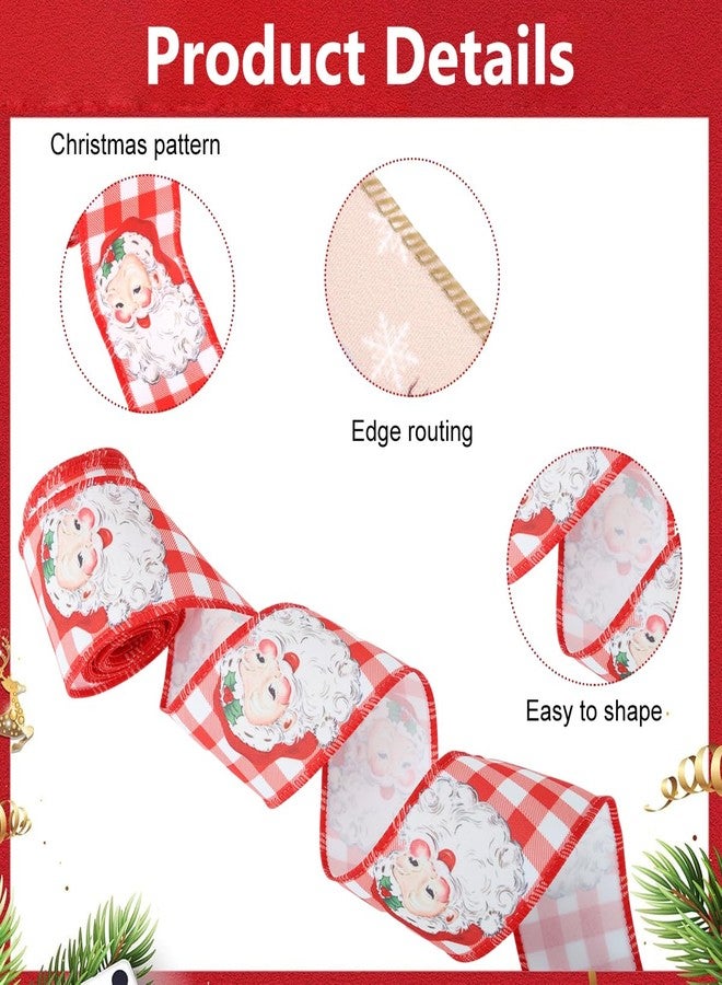 MAYCREATE® 3 Roll Christmas Ribbon 2.48 Inch Wide, 5 Yards Holiday Ribbons Snowflake/Santa Christmas Ribbon for Gift Wrapping Wreath Bows Wreaths, Tree, DIY Crafts - Image 3